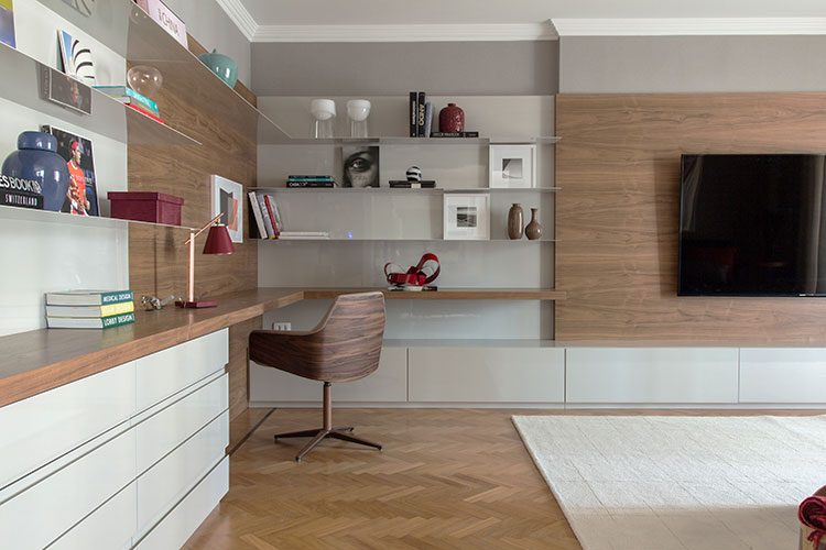marcenaria customizada para painel de tv e home office