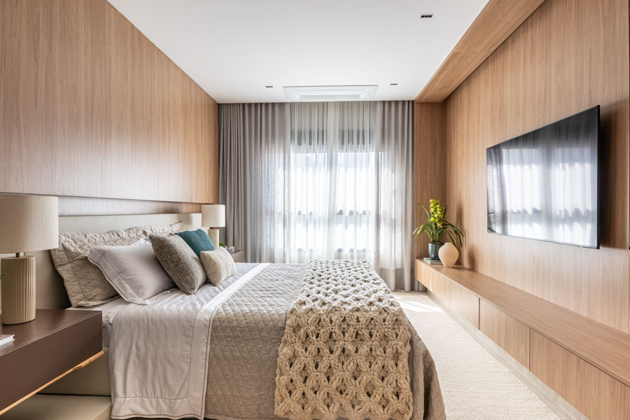 quarto do casal Projeto residencial Jardim Paulista.